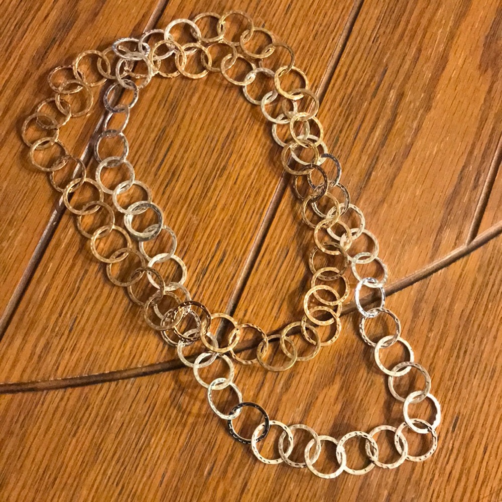 Silver/Gold hammered chain necklace